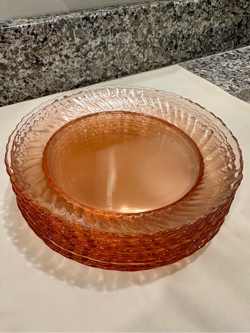 Vintage Arcoroc France Rosaline Pink Swirl 8” Plates - Set of 10 - Picture 5 of 5